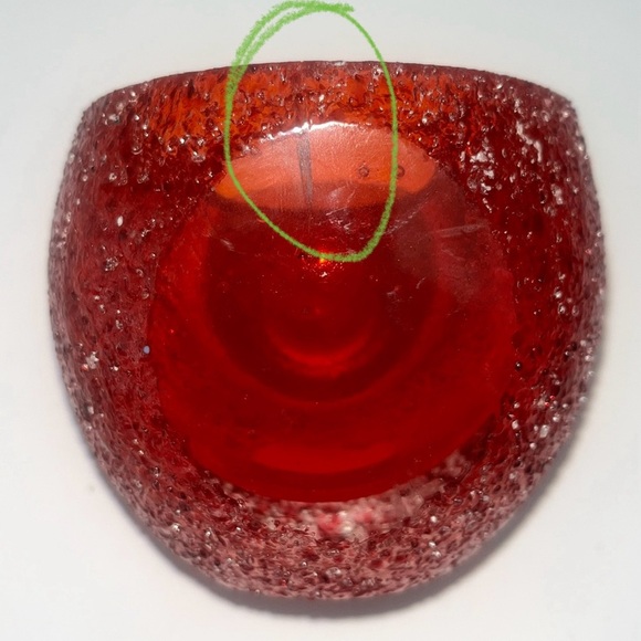 2 Vintage Red Frosted Geode Tea Light Candle Holder Fifth Avenue Crystal Votives - Picture 4 of 4